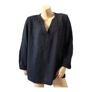 Old Navy Black Cotton Tunic Shirt Womens XL Split Neck Long Sleeve Lightweight